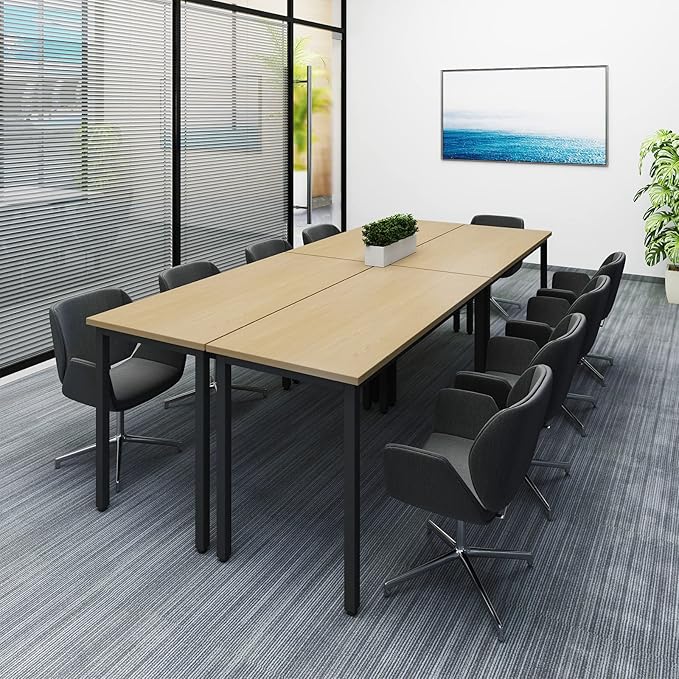 Bonzy Home 4PCS Conference Tables 8FT Computer Desk Study Writing Podcast Table for Meeting Room Conference Room for 10 People, 94.4"x47.2"x29.5", Natural