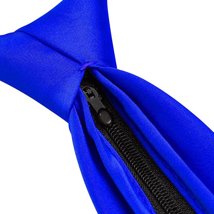 Branduce 3.15"（8cm） Pre-tied Adjustable Zipper Tie and Lapel Pin Solid Necktie Handkerchief Set for Men