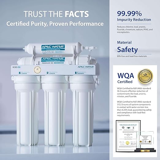 APEC WATER - Reverse Osmosis Water Filter System (ROES-50) Essence Series - 5-Stage Filtration - 50 GPD - Removes 99.99% of Impurities - DIY Install - WQA Certified - Under Sink Reverse Osmosis System