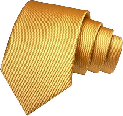 JEMYGINS Solid Color Formal Necktie and Pocket Square Tie Clip Sets for Men