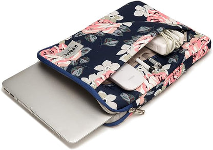 Kinmac 360 Degree Protective Laptop Sleeve Case Bag with Handle for MacBook Air 15 inch and 15 inch-15.6 inch HP Lenovo Dell ASUS Acer Notebook Computer (Rose-Blue)