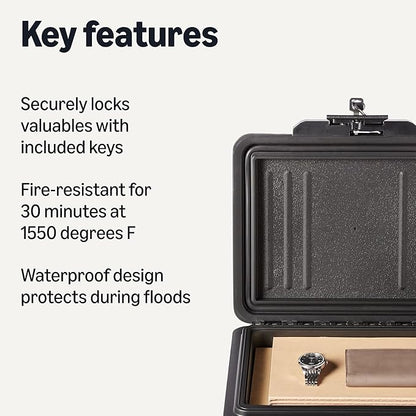 Amazon Basics Fire Chest with Mechanical Key, 0.22 cu. ft, Black