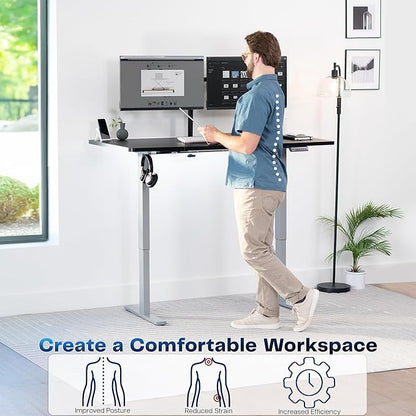VIVO Electric 60 x 30 in Standing Desk, Memory Height Adjustment, 1B Series, Black Top Gray Frame, DESK-KIT-1G6B-30