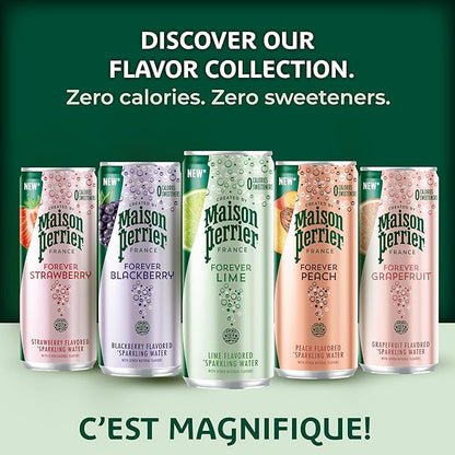 Maison Perrier Forever Peach Flavored Sparkling Water, 11.15 Fl Oz Cans, 8 Count, 3 Pack