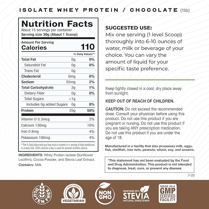 Muscle Feast Grass-Fed Whey Protein Isolate, All Natural Hormone Free Pasture Raised, Whey Isolate Protein Powder for Men and Women, Clean, Gluten-Free, Delicious Isolate Protein - Chocolate, 1lb