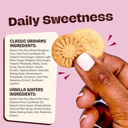 Gluten Free Partake Mini Graham Cracker & Vanilla Wafer Snack Packs | Vegan & Dairy Free Cookies | Lunch Box Snacks | Allergy Friendly Snacks | Safe School Snack for Kids - 20 Pack