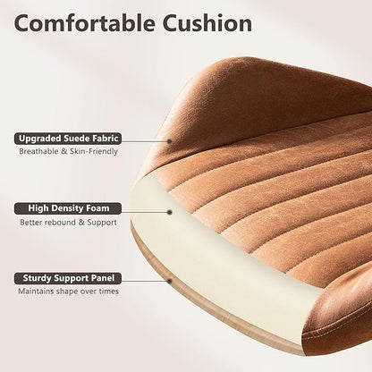 Mid Century Modren Office Chair - Mid Back Swivel Executive Chair with Lumbar Support,Ergonomic Computer Desk Chair with Wheels,Faux Lether Suede Task Chair,350lbs (Brown, Mid Back)