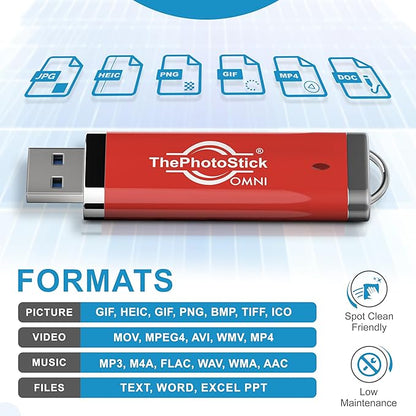 ThePhotoStick® Omni 512GB - Secure Photo & Video Backup and Transfer | Digital File Organization | USB & Multiport Connection for Phones, Tablets and Computers | Portable Memory | External Storage