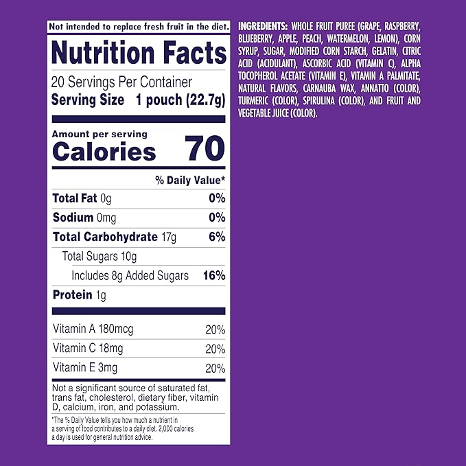 Welch's Fruit Snacks, Juicefuls Fusions, Assorted Fruit Flavor, Stocking Stuffers, Bulk Pack, Gluten Free, Natural Colors & Flavors, 0.8oz (Pack of 50)