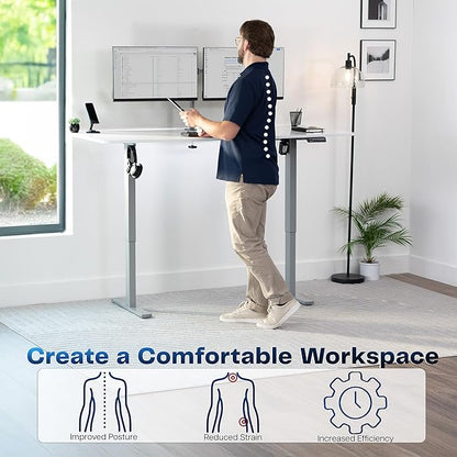 VIVO Electric Dry Erase 71 x 30 in Standing Desk, Memory Height Adjustment, 1B Series, Whiteboard Top Gray Frame, DESK-KIT-1G7WE