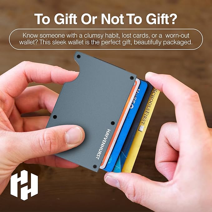 Hayvenhurst Wallet For Men - Reinvented Design Men's Wallet - Slim, Minimalistic & Seamless, Blocks RFID Scanners with a Cash Strap (Grey)