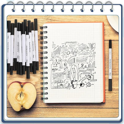150 Pcs Black Drawing Pens Bulk Dual Brush Fineliners Pens Felt Tip Markers for Art Drawing Sketching