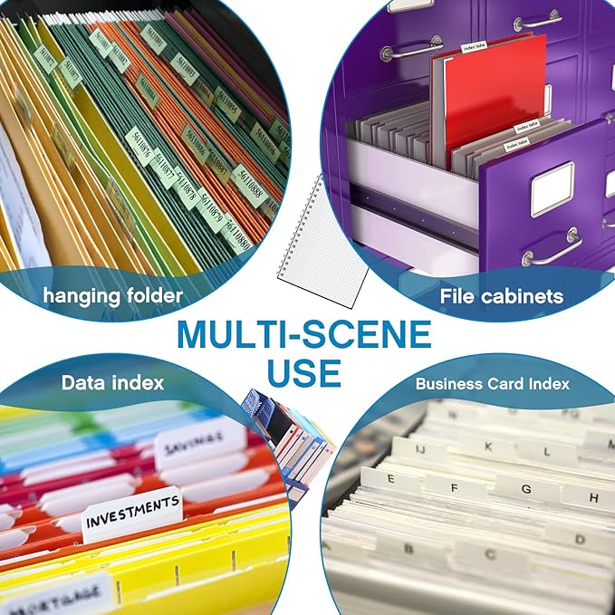 2 Inch Insertable Self-Adhesive Tabs with Printable Inserts with File Folder Labels Sticky Plastic Index Clear Divider Stick on File Self Adhesive for Book Page(100 Pieces)