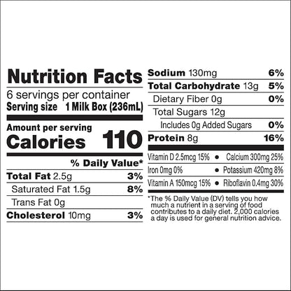 Horizon Organic Shelf Stable 1% Lowfat Milk Boxes, 8 fl oz, 6 Count - 8g Protein per Serving, USDA Organic UHT, Ready to Drink for Lunchbox, Travel, or On-the-Go, No Refrigeration Needed