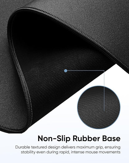 Waterproof Large Gaming Mouse Pad with Durable Stitched Edges, Non-Slip Rubber Base, Grainy Jacquard Mouse Mat Desk Pad for Home Office Gaming, 35.4''x15.7''x0.12'', Matte Black