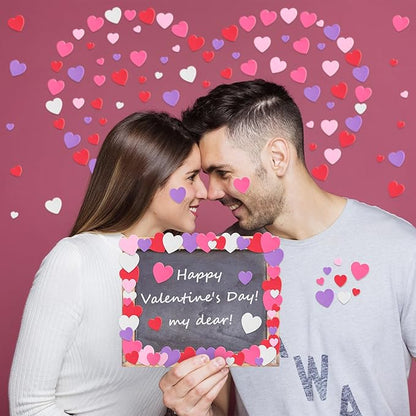 200 PCS Foam Valentines Stickers, Self-Adhesive Heart Stickers Valentine Decor, Matte Heart Foam Stickers, 3 Sizes Valentines Sticker Pink White Red Valentine Craft Supplies Adults Decoration