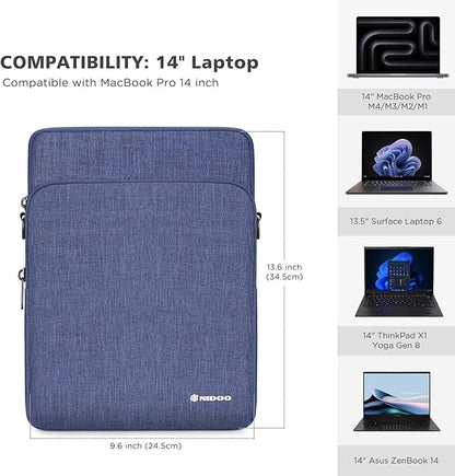 NIDOO 14 inch Laptop Sleeve Protective Computer Carrying Case Bag for 14" ThinkPad E14 Gen 4/ T14s Gen 5/ ThinkPad X1 Carbon Gen 12/14" MacBook Pro M4 M3 / Asus ZenBook 14/13.5" Surface Laptop 6 5