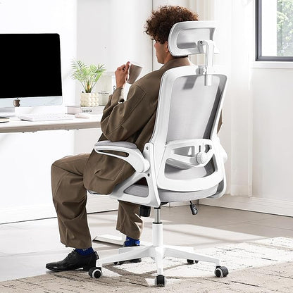 Fizzin Ergonomic Office Chair, 400 LBS Desk Chair with Adjustable Lumbar Support, High Back Breathable Mesh Computer Chair Rolling Work Swivel Task Chairs, Comfy Home Office Desk Chair (Gray)