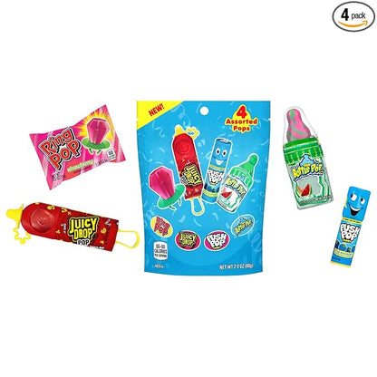 Christmas Candy Variety Pack Bag, 4 Ct Individually Wrapped Lollipops, Ring Pop, Push Pop, Baby Bottle Pop & Juicy Drop For Birthday Party Favors, Stocking Stuffers, Chirstmas Candy Bowls, Kids Gifts