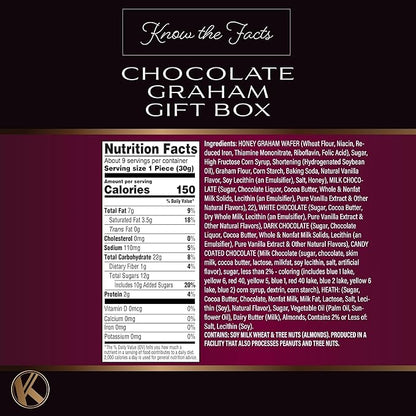 KREMERY Creamy Chocolate Cravings - Halloween Treats For Adults Chocolate Covered Graham Crackers Cookies Gift Basket, in Sectional Gift Box (9 Grahams, Assorted Sweet Toppings) Holiday Xmas Christmas