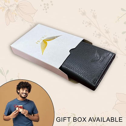 VANSI Genuine Leather Modern TriFold Design Wallet and Card Holder for Men (BLACK)
