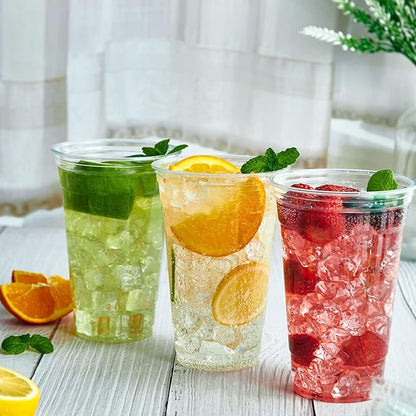 Lilymicky 600 Pack 24 oz Clear Plastic Cups, PET Disposable Drinking Cups, Crystal Clear, Perfect for Ice Coffee, Smoothie, Soda, or Any Cold Drinks