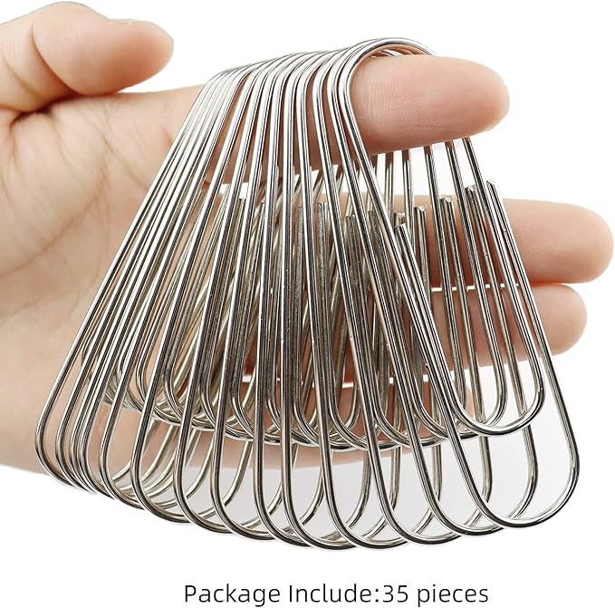 HEEHEE 35 PCS 4 Inch Silver Large Paper Clips - Rust Resistant and Bend Proof, Smooth Finish, Large Jumbo Paperclips for Office School, Documents, Card