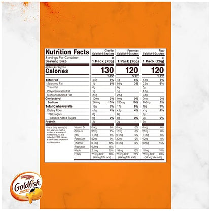 Goldfish Crackers Say Cheeeese Variety Pack with Cheddar, Pizza and Parmesan, Snack Packs, 20 Ct (Pack of 2)