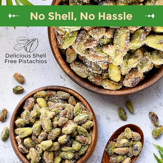 Sincerely Nuts Pistachios Roasted and Salted Kernels No Shell Healthy Snacks for Kids and Adults Shelled Convenient Snack Gourmet Flavor Vegan, Kosher Gluten Free. 1 LB Bag