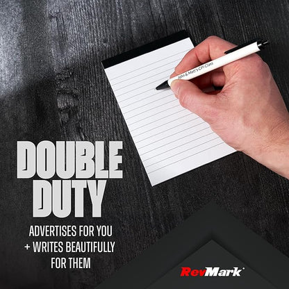 RevMark Personalized Ballpoint Pen, Custom Printed Name, Business or Event Information, Timeless Advertising, USA Made Pens, Promotional Marketing, Smooth Black Ink, Bulk Pack (Black,100 Ct.)