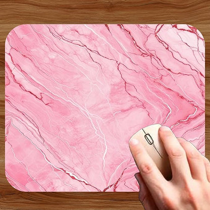 Pink Marble Agate Mouse Pad Mat Mousepad for Desk Computer Laptop PC Gaming Home or Office Gift Marbled Abstract (Pink 2 MP42)