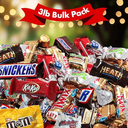 Chocolate Candy Variety Pack, Bulk Chocolate Individually Wrapped Candy, Mini Chocolate Candy Variety Pack, Ideal, Perfect for Parties, Office Treats, and Holiday Celebrations (3 Pound)