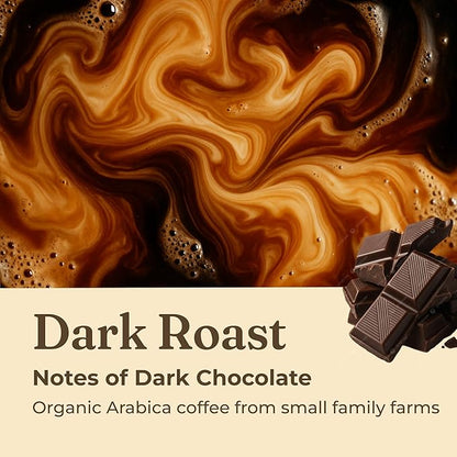 Four Sigmatic Dark Roast Organic Whole Bean Coffee | Whole Beans Coated with Lion's Mane, Chaga Mushrooms | Nootropic Mushroom Coffee for Enhanced Brain Function & Immune Support | 12oz