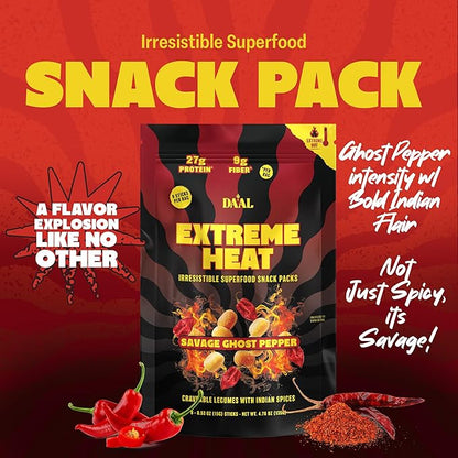 Daal By Keen Crunchy Mung Bean Snacks – Savage Ghost Pepper - Plant-Based Protein, High Fiber, Gluten Free & Nut-Free – Mix into Salads or Enjoy as an On-the-Go Snack - 1 Resealable Pack, 4.76 oz