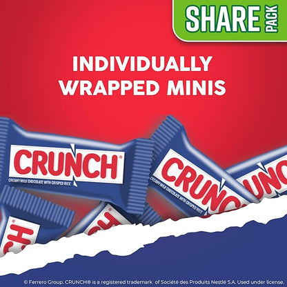 CRUNCH Minis, Bulk 8 Pack, Milk Chocolate and Crisped Rice, Individually Wrapped Candy Bars, Resealable Share Size, 9.8 oz Each