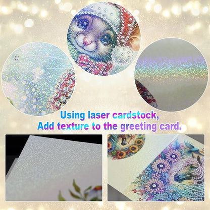 6pcs Diamond Painting Greeting Cards for Blessings and Wishes, Grandma DIY Special Shape Crystal Diamond Art Partial, Surface flash Paper Material, DIY Gifts for Christmas Thanksgiving Day
