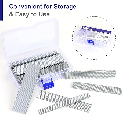 HW HAMWOO 18 Gauge 1800PCS,1/4" Narrow Crown Staples (1/2"- 400; 3/4"- 400; 1"- 400) and Brad Nails (5/8"-300,3/4"-300), Suitable for Most Brand of 18 Gauge Stapler