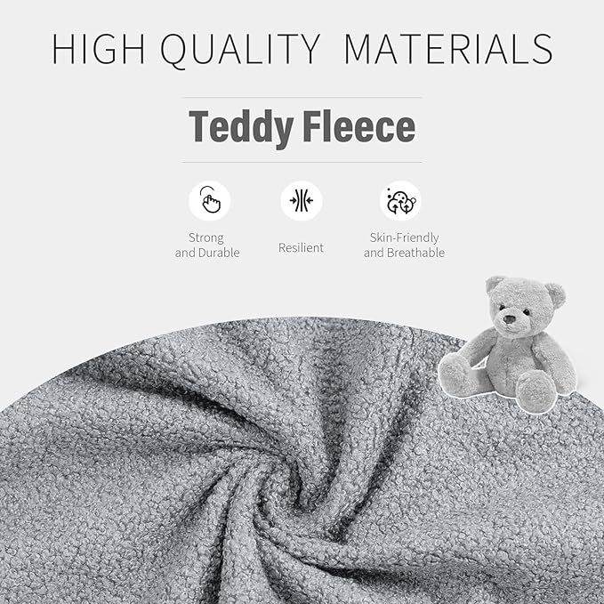Office Chair with Wheels, Ergonomic Rolling Desk Chair with Flip-up Armrest, Adjustable Home Office Computer Chair Teddy Fleece – Light Gray