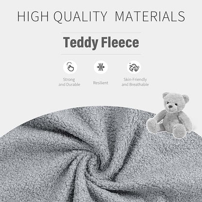 Office Chair with Wheels, Ergonomic Rolling Desk Chair with Flip-up Armrest, Adjustable Home Office Computer Chair Teddy Fleece – Light Gray