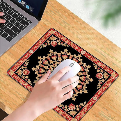 Square Mouse Pad Floral Carpet, Personalized Premium-Textured Custom Mouse Mat Design, Washable Mousepad Cloth, Non-Slip Rubber Base Computer Mouse Pads for Wireless Mouse