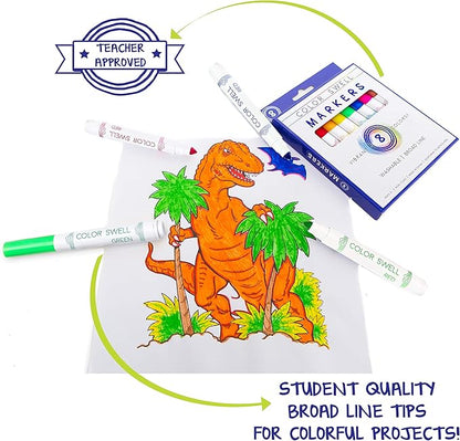 Color Swell 8-Pack Broad Line Markers – Washable, Non-Toxic, Ideal for Kids, Students, Adults, and Classroom Activities