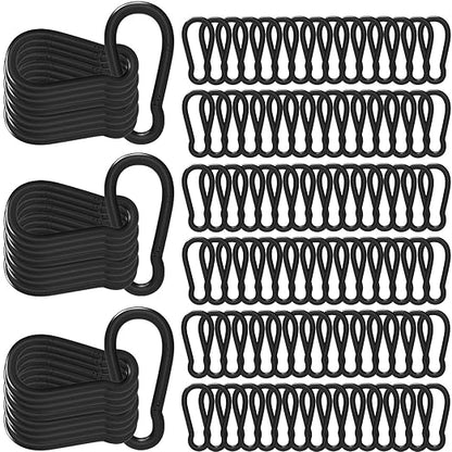 120PCS M5 Spring Snap Hook Carabiner, 2 Inch Small Carabiner Clip, 3/16" Heavy Duty Steel Spring Clip, Quick Link Key Chain for Swing Hammock Gym Outdoor, 200LBS Holding Capacity, Black