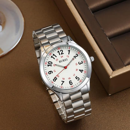 BUREI Men Watches Fashion Analog Stainless Steel Quartz Waterproof Watches,Gift for Men.