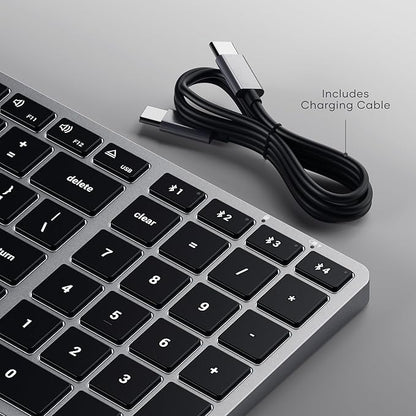 Satechi Slim X2 Bluetooth Backlit Keyboard for Mac, Illuminated Keys & Multi-Device Sync, for MacBook Air/Pro M4, iPad Air/Pro M4/M3, iPad mini, Mac mini, iMac - Space Gray
