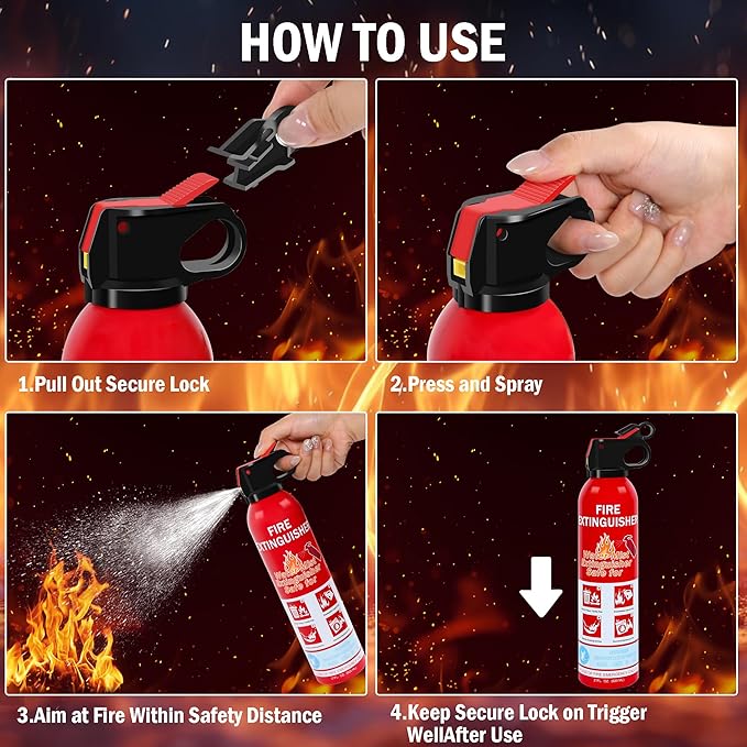 1 Pack Fire Extinguisher for Home, Kitchen, Car, and Grill,Ompact Water-Based A, B, C, K Extinguisher with Portable Non-Toxic Prevent Re-Ignition Easy Clean
