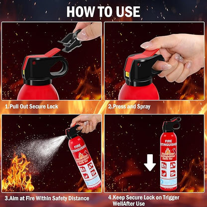1 Pack Fire Extinguisher for Home, Kitchen, Car, and Grill,Ompact Water-Based A, B, C, K Extinguisher with Portable Non-Toxic Prevent Re-Ignition Easy Clean
