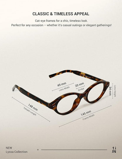 TIJN Olisa Blue Light Blocking Glasses for Women Men,Oval Glasses Frame Bluelight Glasses for Gaming/Computer/Screen
