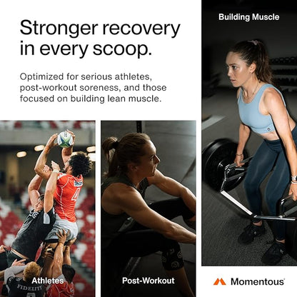 Momentous Recovery Grass-Fed Whey Protein Powder - 20 g Post-Workout Whey Isolate Protein - NSF Certified for Sport - Gluten-Free - 15 Servings - Chocolate - Package May Vary