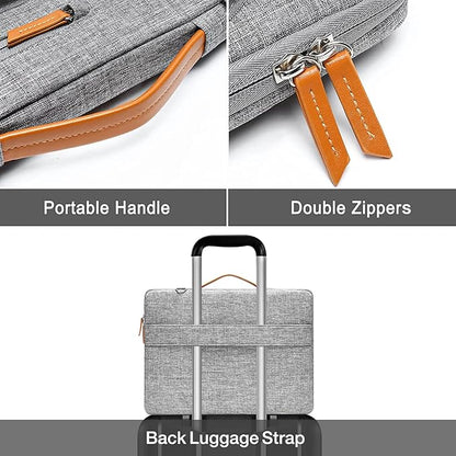 MOSISO 360 Protective Laptop Shoulder Bag,15 inch Computer Bag Compatible with MacBook Air M4 M3 M2/Pro A1990 A1707, Dell XPS Plus,Side Open Messenger Bag with 4 Zipper Pockets&Handle, Gray