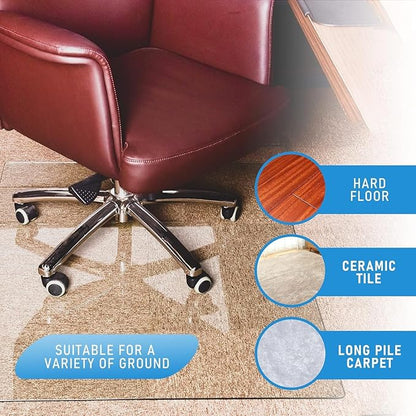 GLSLAND 36" x 46" Tempered Glass Chair Mat Heavy-Duty Floor Protector for Carpet & Hard Floors Scratch-Resistant Clear Office Mat 1/6" Clear